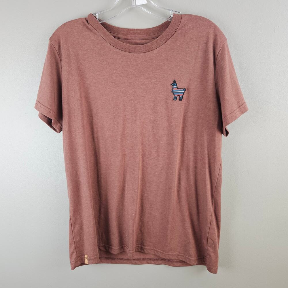 Treeblend Peru Embroidered Llama Crew Neck Graphic Sustainable T-Shirt Size M
